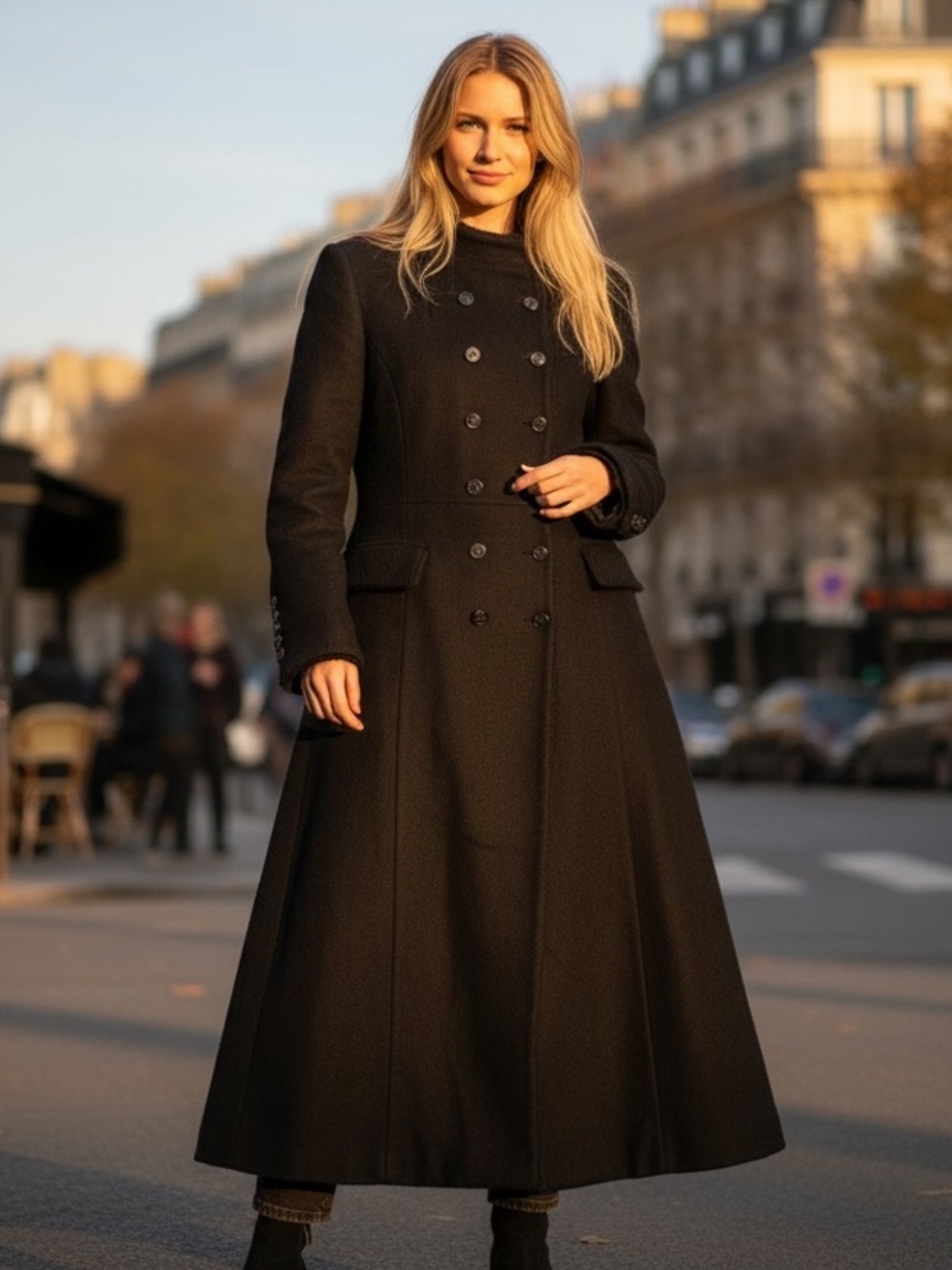 ZARA Manteco Wool Military Coat Black M